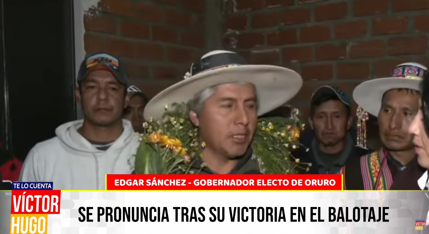 EDGAR SÁNCHEZ GOBERNADOR ELECTO DE ORURO SE PRONUNCIA TRAS SU VICTORIA EN EL BALOTAJE