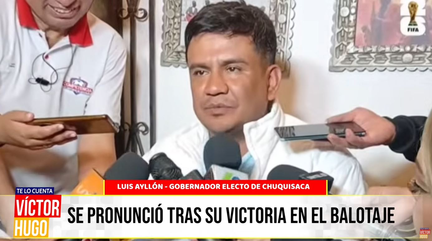 LUIS AYLLÓN GOBERNADOR ELECTO DE CHUQUISACA SE PRONUNCIA TRAS SU VICTORIA EN EL BALOTAJE